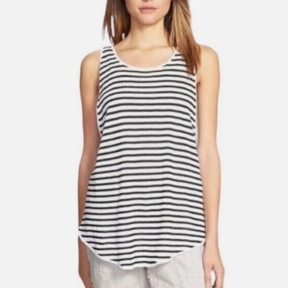Eileen Fisher Black and White Striped Tank Top